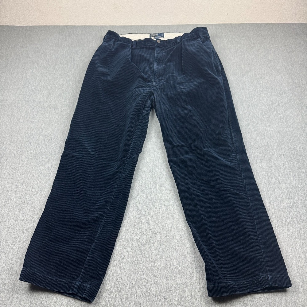 Vintage Polo Ralph Lauren Andrew‎ Pants Mens 40X30 Corduroy Straight Pleated 90s
